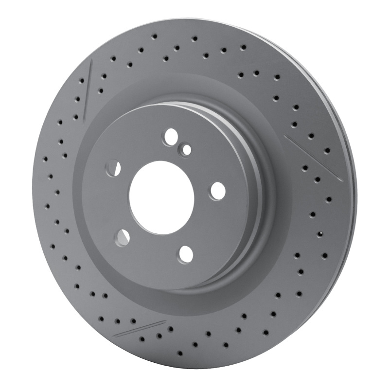 Mercedes-Benz C63 AMG Brake Rotor (1) - Rear - R1 Concepts - Drilled & Slotted GeoSPEC Coated - `08-`15